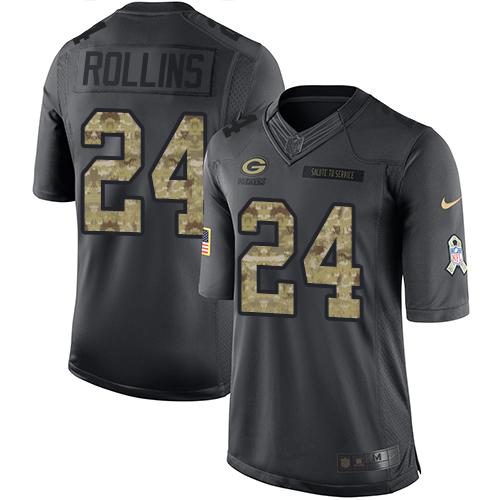 Nike Packers #24 Quinten Rollins Black Men's Stitched NFL Limited 2016 Salute To Service Jersey - Click Image to Close